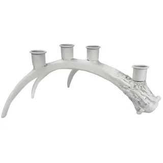 Online-Fuchs Kerzenhalter - moderner Kerzenständer Geweih für 4 Stabkerzen, Adventskranz (Weiß oder Gold, leichte Vintage Optik), modern - stilvoll - elegant weiß