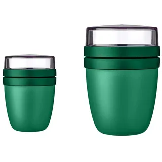 Mepal - Lunchpot Ellipse Duo Pack - Praktischer Müslibecher, Joghurtbecher, To Go Becher - Geeignet für Tiefkühler, Mikrowelle & Spülmachine - 300
