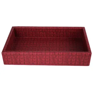 Signature Home Collection Dekotablett Tablett klein Reptil Kunstleder mit Rand, Tablett in Kunstleder: pflegeleicht & abwischbar rot
