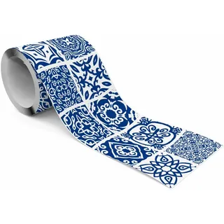 Muralo Tapetenbordüre 10 cm x 300 cm Papier Blau/Weiß 35001000