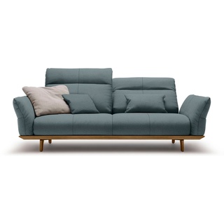 hülsta sofa 3-Sitzer hs.460, Sockel in Nussbaum, Füße Nussbaum, Breite 208 cm blau|grau