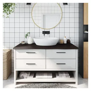 vidaXL Waschtischplatte Dunkelbraun 100x50x(2-4)cm Massivholz