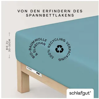 schlafgut Spannbettlaken Bio-Baumwolle-Jersey-Elasthan 180 x 200 - 200 x 220 cm blau