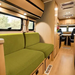 SYLC Bezüge Für Wohnwagenpolster Jacquard, rutschfeste Wohnmobil Sitzbezüge Mit 2 Cord, Sofa Sitzkissenbezug Für Schonbezug Wohnwagen Polster (Beangreen,Breite 55-85 cm, Tiefe 25-45 cm)