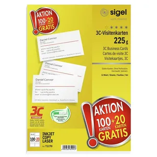 Sigel Visitenkarten 225 g/m2 Strahlend weiß 120 Stück