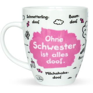 Sheepworld Tasse Ohne Schwester ist alles doof | Porzellan, 45 cl | Tasse für Kaffee und Tee, Tasse mit Spruch | 45139