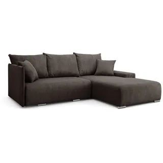 Kaiser Möbel Ecksofa, Braun, Kunststoff, Metall, 4-Sitzer, Füllung: Polyurethan (PUR),Polyurethan (PUR),Komfortschaum, L-Form, 246x188 cm, Wohnzimmer, Sofas & Couches, Wohnlandschaften, Ecksofas