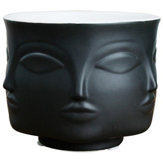 NOBGM Jonathan Adler, Persönlichkeit Weiß Keramik Kleine Sukkulente Kaktus Gesicht Pflanzer Kopf Gesicht Blumen Blumentöpfe Vase,Schwarz