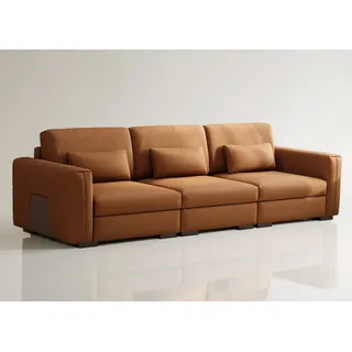 oleyluckidea Big-Sofa Lederoptik 3 Sitzer Sofa weich gepolstert mit Armlehnen modern orange