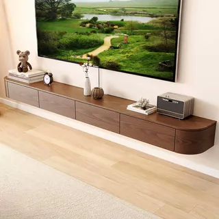 NOYHHAV Massivholz-Schwebender TV Schrank Wandmontierter Fernsehschrank-240CM Walnuss