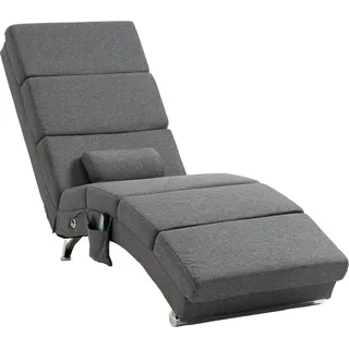 HOMCOM Relaxliege mit Massagefunktion elektrischer Loungesessel Massagesessel mit hoher Rückenlehne, Fernbedienung, Klappbar Fernsehsessel mit 5 Modi, Kissen, Dunkelgrau   Aosom