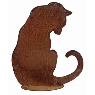 Gartenfigur Rost – Hochwertig & Wetterfest - Metall Tierfigur - Edelrost Dekofigur/Tier Figur – Gartendeko/Dekoration (Katze - Höhe 35cm)