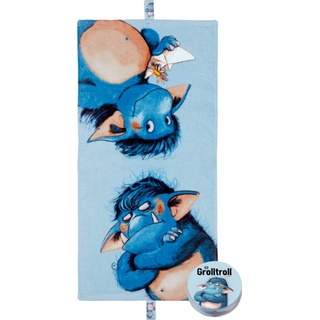 COPPENRATH DIE SPIEGELBURG Gästehandtuch Zauberhandtuch Grolltroll Kinderhandtuch blau 60 x 30 cm, Baumwolle (1-St), In Form gepresstes Handtuch, dass sich im Wasser entfaltet. blau