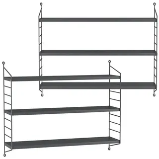 [en.casa] Strängnäs Wandregal 2 tlg. 40 x 12 x 10 cm Dunkelgrau