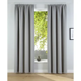 MY HOME Verdunkelungsvorhang MY HOME "Solana" Gr. 4, grau (hellgrau), B:140cm H:245cm, Polyester, Gardinen, 2er-Set Verdunklungsvorhang mit Thermofunkltion, Bestseller, einfarbig