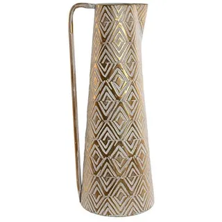 Bigbuy Dekovase Vase SanLov Weiß Gold Metall Moderne 24,5 X 24,5 X 66 cm