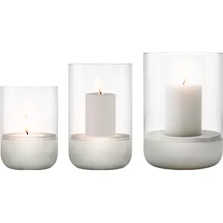 blomus Windlicht -Calma- 3er Set | Kerzenhalter aus Beton & Glas | Farbe Light Gray | Indoor Windlicht |