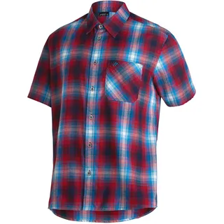 Maier Sports Kurzarmhemd Salsa / Blue Aster / Check 66