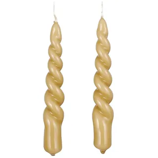 Mica Decorations Twist Kerzen - 2er-Set - H15 cm - Hellbraun, glänzend