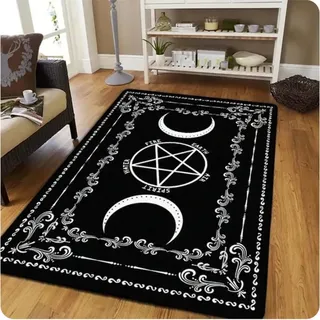 YANGECHEN Gothic Hexe Opfer Teppiche Triple Moon Weissagung Wohnzimmer Teppich Sofa Tisch Bereich Teppiche Schlafzimmer Halloween Mondmatte 80X150Cm