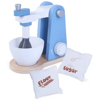 TikTakToo Kinder-Toaster Frühstücksset Kinder Kaffemaschine Toaster Spielset aus Holz Mixer Set, (Zubehör passend zu allen Kinderspielküchen Kinderküchen Spielzeug, Rühset oder Toaster oder Kaffeemaschine aus Holz), mit Toast, Butter, Zuckerdose, Kaffeepads, Tasse (ohne Geräusche) beige|blau