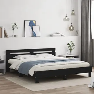 Faroom Holzbett Futonbett Bett 160x200 cm#2 mit Lattenrost & Kopfteil, Bettrahmen Holzwerkstoff Einzelbett Doppelbett Bettgestell Schwarz