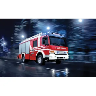 WallArena - Vlies Fototapete Kinderzimmer 152x104 cm Feuerwehrfahrzeug Feuerwehr Jugendzimmer - Fototapeten Tapeten für Kinder Kindertapete - Vliestapete Wandtapete Tapete 3D Effekt