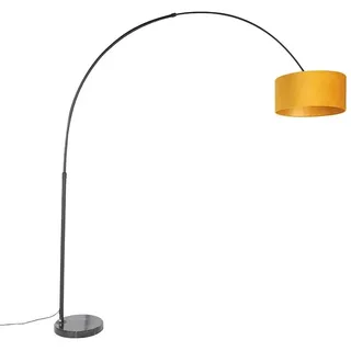 QAZQA Bogenleuchte 50 cm Schwarz/Senfgelb