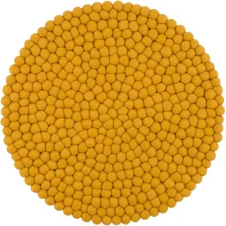 myfelt Stuhlkissen Filzkugel Sitzauflage ⌀ 36 cm, beidseitig verwendbar, 100 % Schurwolle gelb