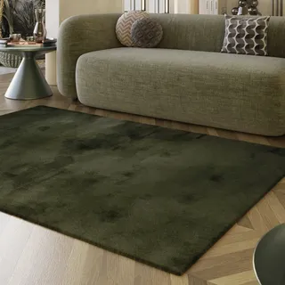 Wecon Home Moderner, sehr Flauschiger Hochflor Teppich von Esprit perfekt für Wohnzimmer, Schlafzimmer und mehr - Alice (130 x 190 cm, Olive)