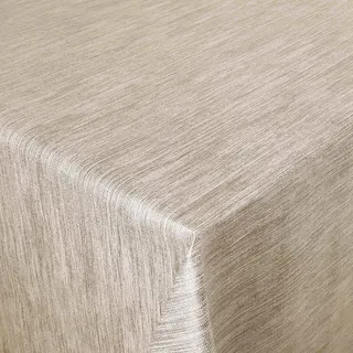 Wachstuch Robuste Leinen Prägung Pro RUND OVAL ECKIG Breite & Länge wählbar Beige Sand Eckig 130 x 130 cm abwaschbare Tischdecke Gartentischdecke