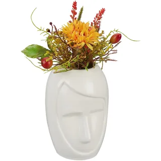 Relaxdays Blumenvase Gesicht, Weiß