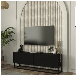 [en.casa] Nolven TV-Lowboard 135 x 31,5 x 46,5 cm Schwarz Metall/Spanplatte