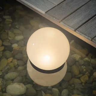 esotec Teichleuchte Solarkugel Ø20cm Akku weiß inkl. Fernbedienung