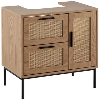 KADIMA DESIGN Waschbeckenunterschrank Eiche-Optik 60 x 60 x 40 cm mit Tür und Schubladen Braun