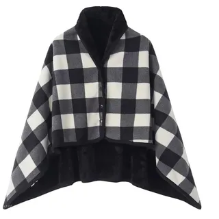 EBbels Damen Schal Winter Übergroßer Warme Winterschal Mit Knopf Weich Deckenschal Fleece Oversized Poncho Cape Pullover Unisex Dicker Winterschal, Winter Warm Decke (Schwarz)