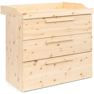 Ehrenkind® Linia Wickelkommode mit Schubladen & Rollschublade, Natur, 2in1 mit abnehmbarem Wickelaufsatz, Vollauszug & Soft-Close, FSC® Kiefer Massivholz