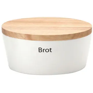 Continenta Brottopf mit Holzdeckel oval 27 cm weiß
