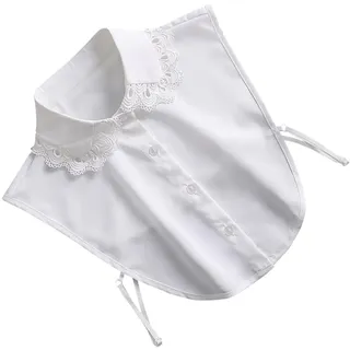 SHERCHPRY Abnehmbarer Damen Falscher Kragen Chiffon Halber Hemdkragen Weiß Mit Rüschendekor Für Blusen Pullover Kleider Accessoire Für Partys Geschenk
