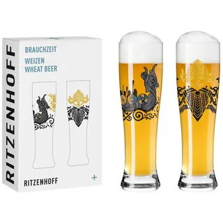 Ritzenhoff Bierglas 2er Set Brauchzeit 019, 020, Glas schwarz|weiß