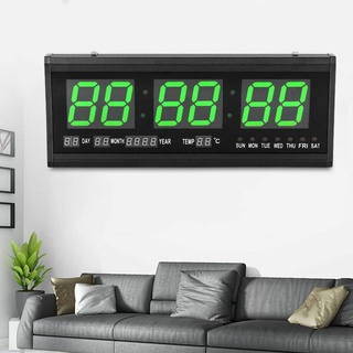 WSIKGHU LED Digital Wanduhr, 480 × 190 × 40 mm, große leuchtende Anzeige, Kalender, Genauigkeit 0,2 Sekunden, Funk Wanduhr, 220 V 50 Hz, Digitaluhr mit Thermometer Digitale Wanduhr