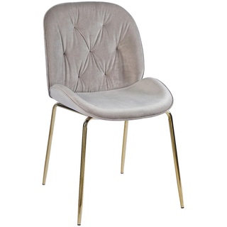 Novel Stuhl, Taupe, Metall, Textil, Rundrohr, 48x85x62 cm, Esszimmer, Stühle, Esszimmerstühle, Vierfußstühle