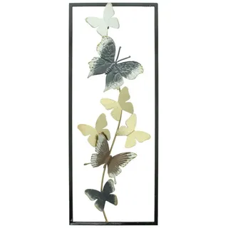 Dekoleidenschaft Wanddekoobjekt "Schmetterlinge" 3D Metall Wanddeko, Wandbild, Wandschmuck, Metallbild, schwarz & gold 20x50 cm schwarz