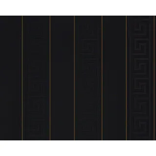 KUNSTLOFT Vliestapete Versace Art Deco 3 0.7x10.05 m, Leicht glänzend, lichtbeständige Design Tapete goldfarben|schwarz