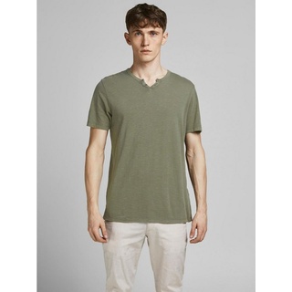 Jack & Jones T-Shirt Basic T-Shirt V-Neck Kurzarm mit Knöpfen JJESPLIT 5545 in Grün grün|schwarz SARIZONAS