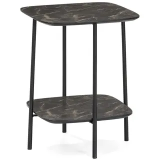 LebensWohnArt Beistelltisch Design Beistelltisch MARMOL 55cm schwarz moderne Marmor-Optik