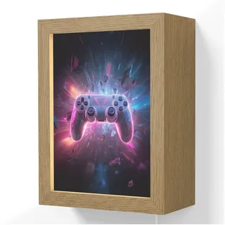 OnlyWow Wandleuchte Lightbox Controller - Neon - Explosion - Abstrakt - Jungen, Dimmbar, Farbwechsel, LED, Warmweiß, Kaltweiß, Neutralweiß Einstellbar, Wandlampe Innen, Dimmbar, mit Kabel, LED, Beleuchtung, Kinderzimmer 15 cm x 8 cm x 20 cm
