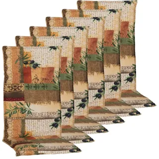 NYVI Hochlehnerauflage Hochlehner Auflagen Rio 6er Set - Stuhlauflage für Gartenstühle, (6 St), Sitzauflage, Pflegeleicht, Robust, Bequem bunt