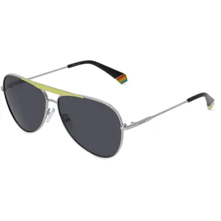 Polaroid PLD 6200/S/X Unisex-Sonnenbrille Vollrand Pilot Metall-Gestell, grau