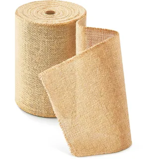 HEETA Jute Tischläufer Tischband 20cmx15m, Natur Juteband Tischläufer Meterware Zuschneidbar für Verschiedene Schreibtischgrößen, Tischdekoration für Gartenparty, Hochzeit